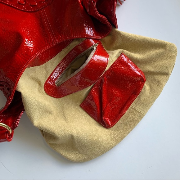 Zina Eva Red Leather Fringe Hobo Bag! - Picture 6 of 11